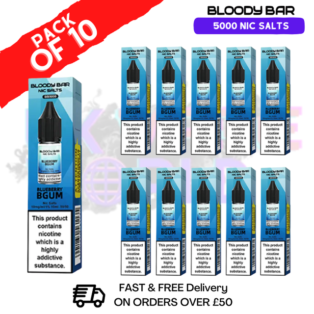 Blueberry Bgum Bloody Bar 5000 Bar Salt Box Of 10