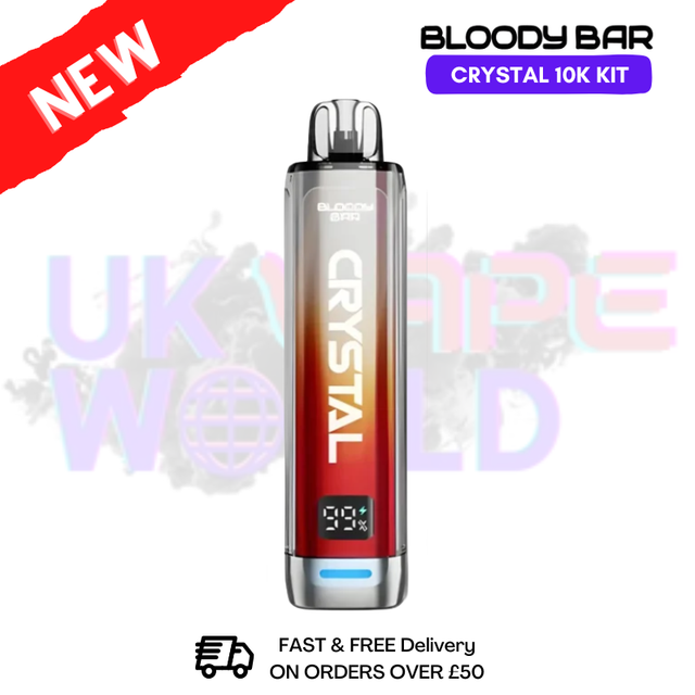 Shop Bloody Bar Crystal Strawberry Raspberry Cherry Ice 10K Puff Pod Kit - UK Vape World