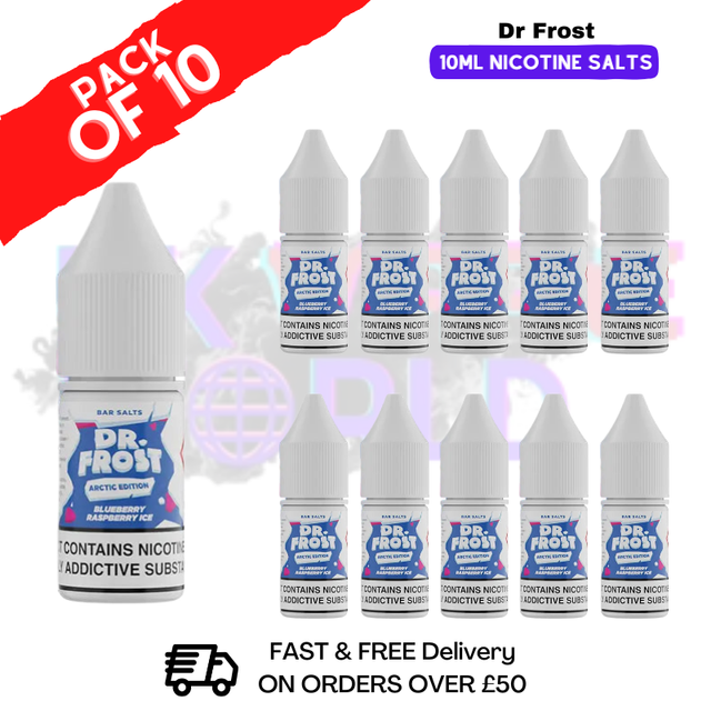Blue Raspberry ICE Dr Frost Arctic Edition 10ml Nic Salts Box of 10 - ukvapeworld