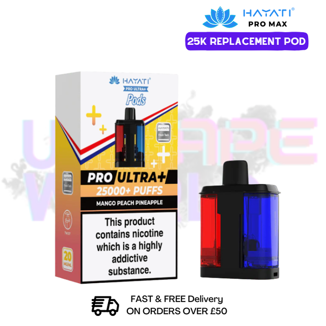Hayati Pro Ultra Plus 25K Mango Peach Pineapple Replacement Pods - UK Vapeworld