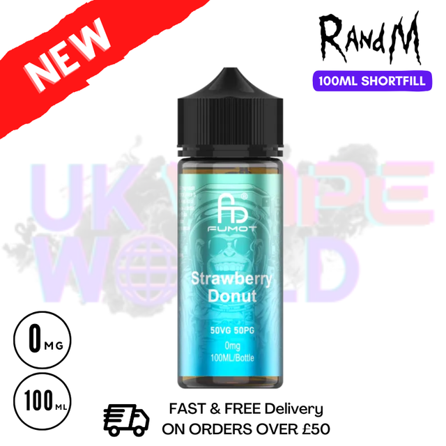 Strawberry Donut RandM 100ML Fumot Shortfill Eliquid - UK Vapeworld