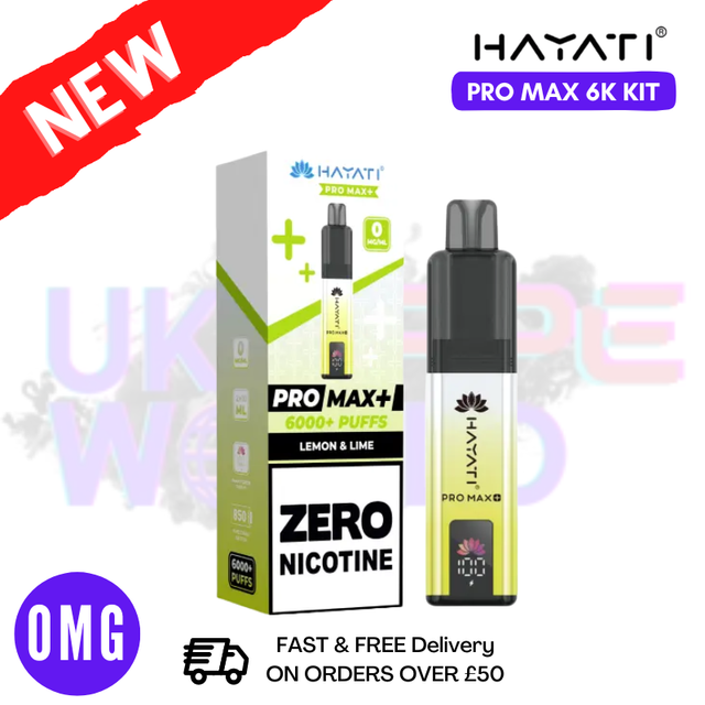 Lemon Lime Hayati Pro Max Plus 6000 Kit Zero Nicotine - 2 FOR £15 - UK Vapeworld