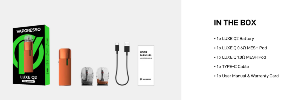 Whats In The Box - Vaporesso LUXE Q2 Kit - UK Vape World