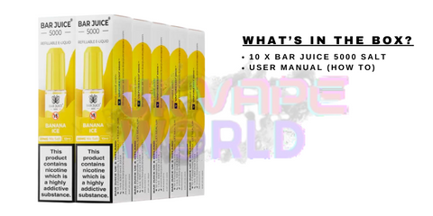 What's In The Box Of Bar Juice Banana ICE 5000 - UK Vape World