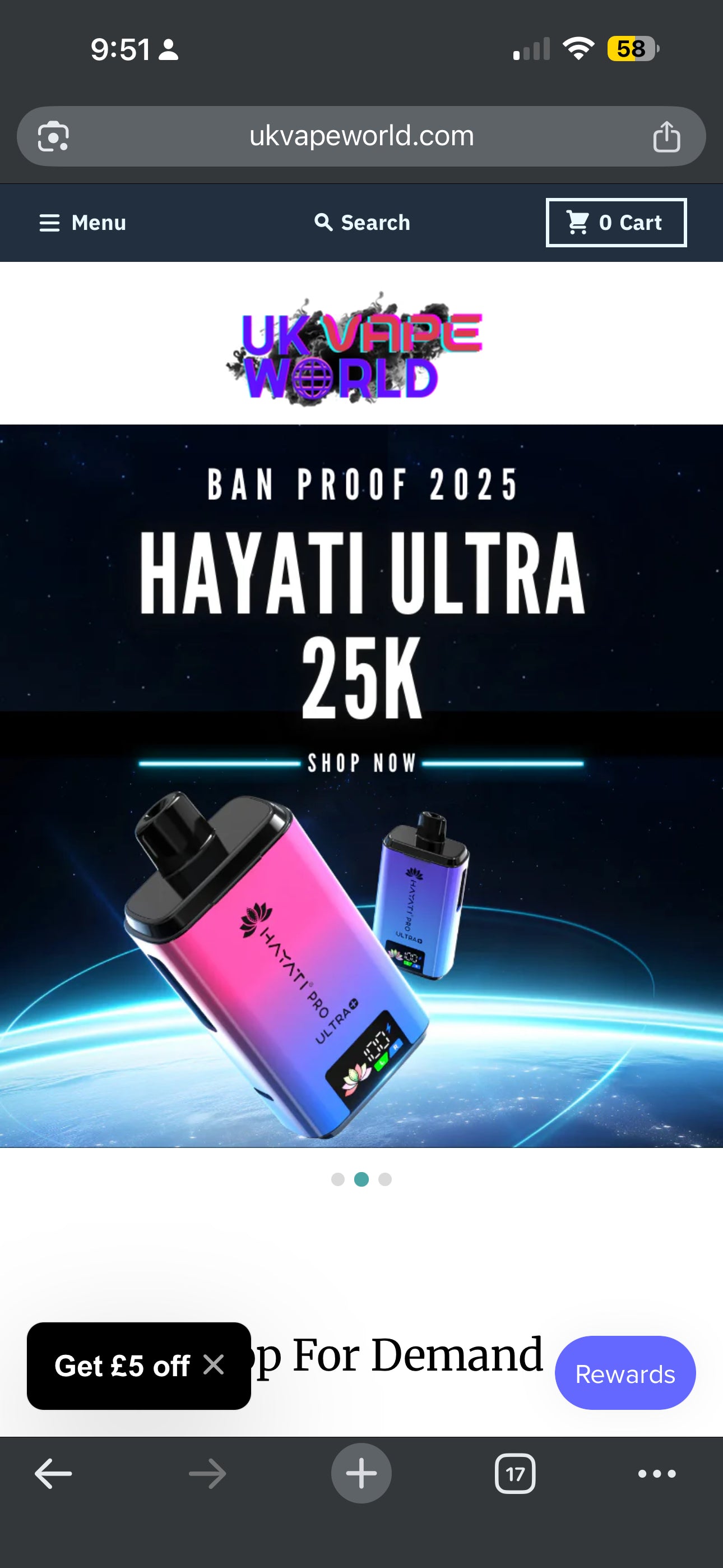 Open UK Vape World in Chrome on iPhone