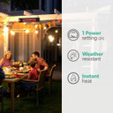 EQ Heat 2kW Wall Mounted Electric Patio Heater Black