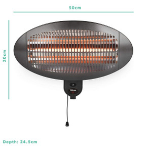 EQ Heat 2kW Wall Mounted Electric Patio Heater with 3 Heat Settings EQ Heat 2kW Wall Mounted Electric Patio Heater with 3 Heat Settings