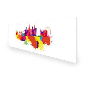550W London Skyline Splash Picture Prime Infrared Heating Panel 1200 x 400 - Electric Wall Panel Heater