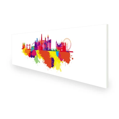 550W London Skyline Splash Picture Prime Infrared Heating Panel 1200 x 400 - Electric Wall Panel Heater