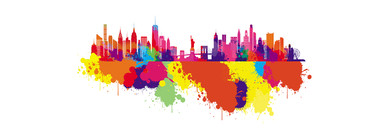 550W New York Skyline Splash Picture Prime Infrared Heating Panel 1200 x 400 - Electric Wall Panel Heater