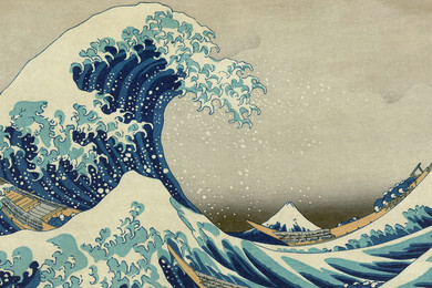 700W Great Wave off Kanagawa Picture Prime Infrared Heating Panel 900 x 600 - Electric Wall Panel Heater