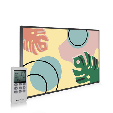 GRADE A - 900W Abstract Leaves NXT Gen Infrared Heating Panel 795 x 1195 - Electric Panel Heater Black Frame
