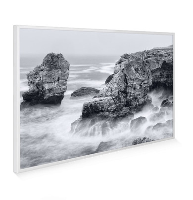 GRADE A - 900W Stormy Shore Infrared Heating Panel White Frame 795 x 1195 - Electric Panel Heater