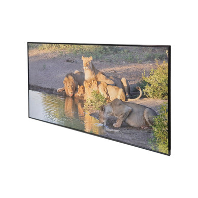GRADE B - 700W Lion Family Picture NXT Gen Infrared Heating Panel Black Frame  595 x 1195 - Electric Panel Heater