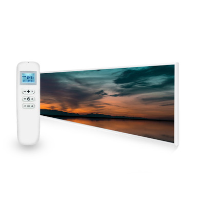 BRAND NEW - 350W UltraSlim Nexus Tangerine Dream Picture Infrared Heating Panel - Electric Panel Heater Black Frame