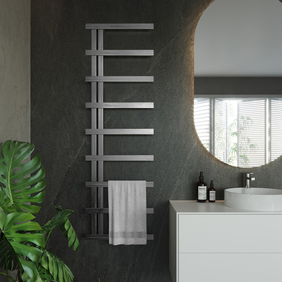 AEON STILE Electric Heated Towel Rail with Mobus Element in Black Brushed Matt