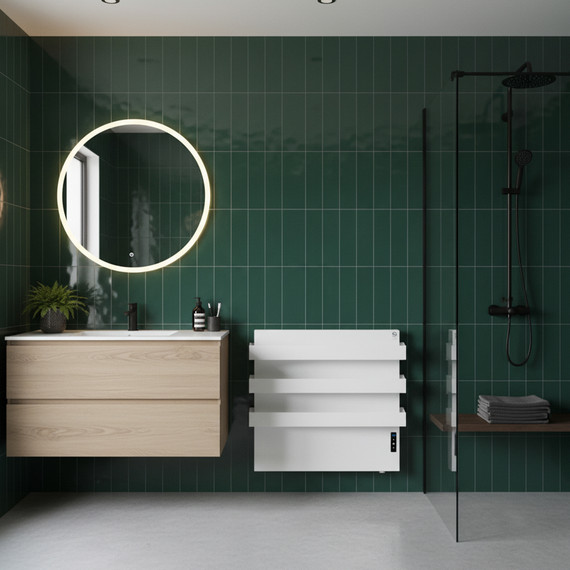 500W Quartz Glass Wi-Fi Towel Rail Infrared Heating Panel (Available in Black or White) - Electric Panel Heater