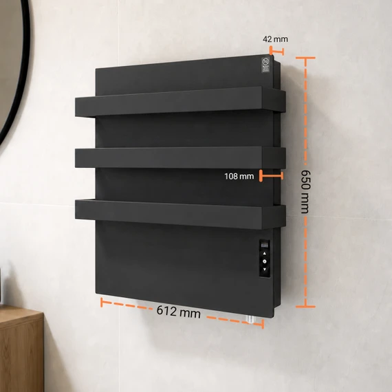 500W Quartz Glass Wi-Fi Towel Rail Infrared Heating Panel (Available in Black or White) - Electric Panel Heater