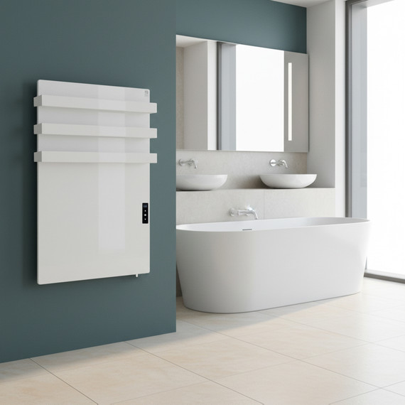 900W Quartz Glass Wi-Fi Towel Rail Infrared Heating Panel (Available in Black or White) - Electric Panel Heater