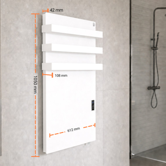 900W Quartz Glass Wi-Fi Towel Rail Infrared Heating Panel (Available in Black or White) - Electric Panel Heater