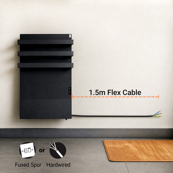 900W Quartz Glass Wi-Fi Towel Rail Infrared Heating Panel (Available in Black or White) - Electric Panel Heater