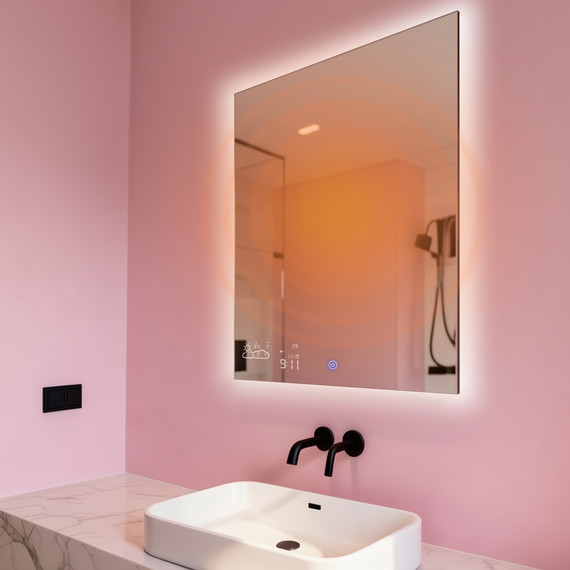 210W LED Backlit Mirrored Infrared Heating Panel - Electric Panel Heater