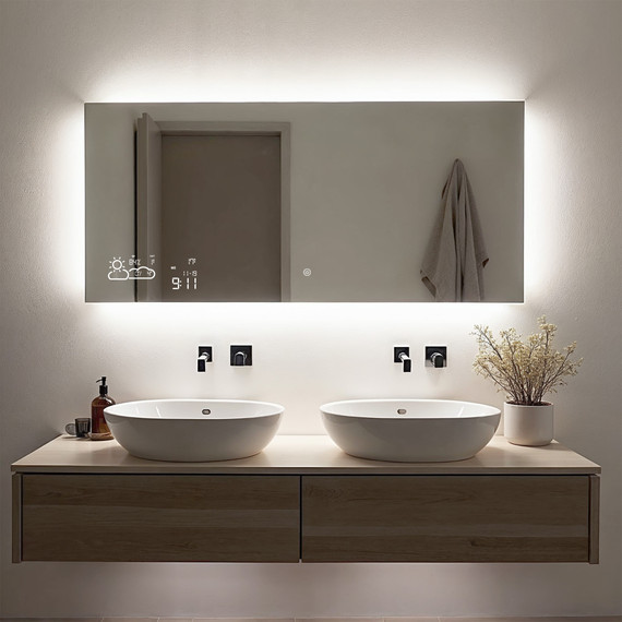 520W LED Backlit Mirrored Infrared Heating Panel - Electric Panel Heater