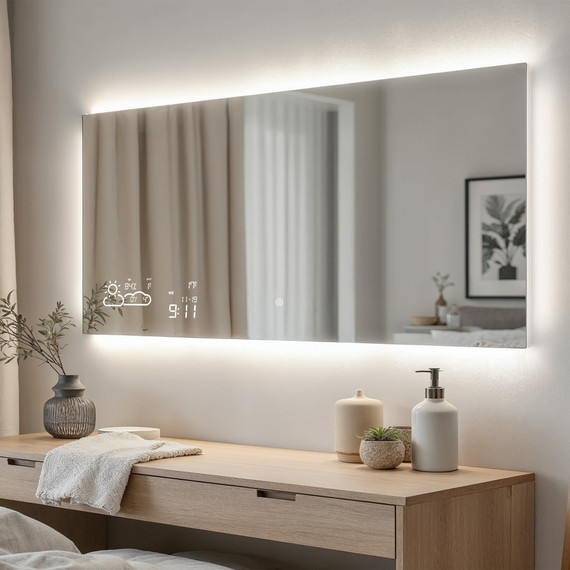 520W LED Backlit Mirrored Infrared Heating Panel - Electric Panel Heater