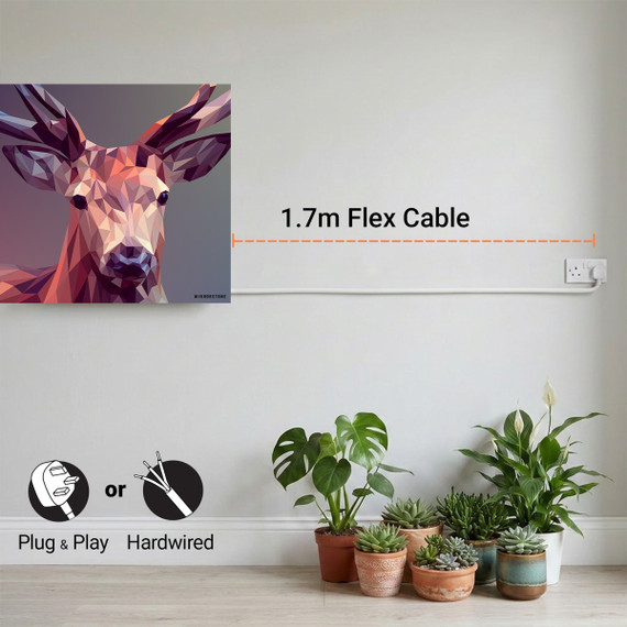 900W A Deer In Pixels Picture Prime Infrared Heating Panel 1200 x 600 - Electric Wall Panel Heater