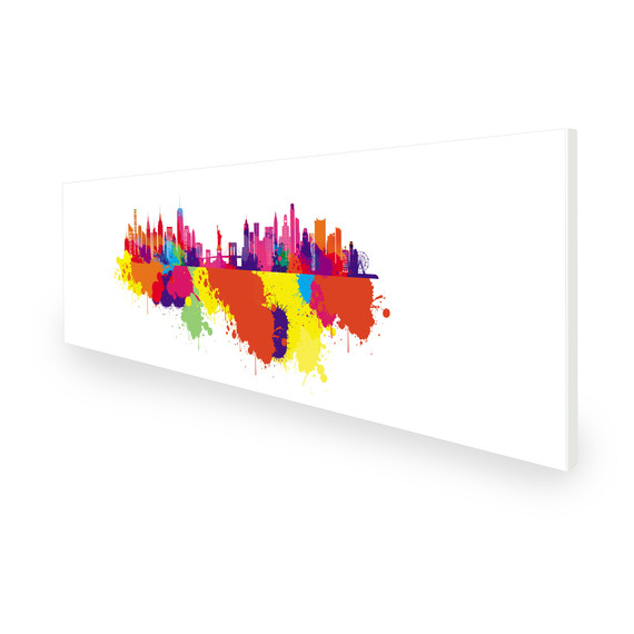 550W New York Skyline Splash Picture Prime Infrared Heating Panel 1200 x 400 - Electric Wall Panel Heater