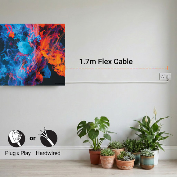 900W Dancing Smoke Picture Prime Infrared Heating Panel 1200 x 600 - Electric Wall Panel Heater