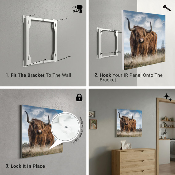 900W Highland Pride Picture Prime Infrared Heating Panel 1200 x 600 - Electric Wall Panel Heater