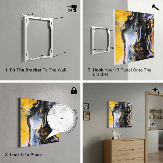 900W Emmeline Picture Prime Infrared Heating Panel 1200 x 600 - Electric Wall Panel Heater