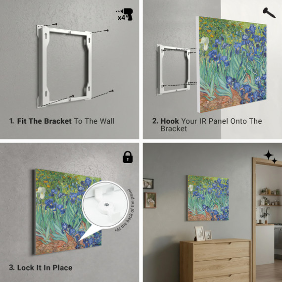 900W Irises Picture Prime Infrared Heating Panel 1200 x 600 - Electric Wall Panel Heater