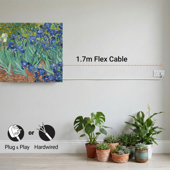 900W Irises Picture Prime Infrared Heating Panel 1200 x 600 - Electric Wall Panel Heater