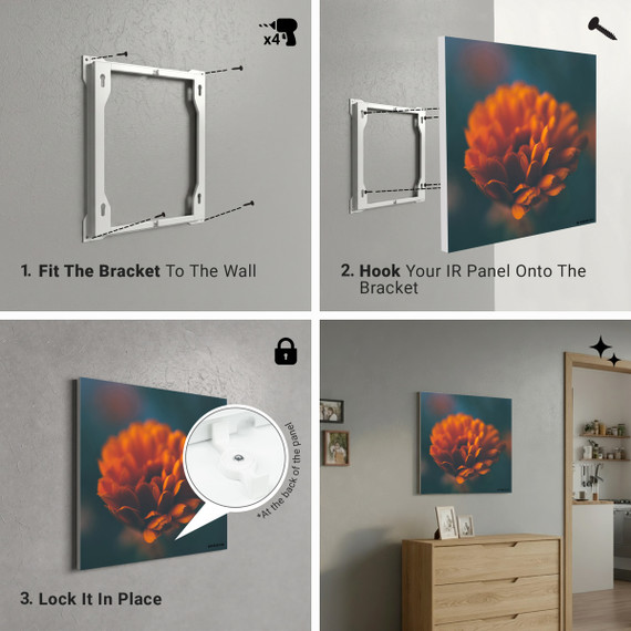 900W Flower Picture Prime Infrared Heating Panel 1200 x 600 - Electric Wall Panel Heater