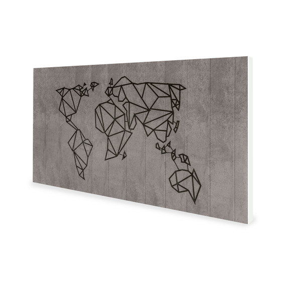 900W World Map Picture Prime Infrared Heating Panel 1200 x 600 - Electric Wall Panel Heater