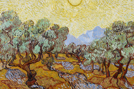 300W Olive Trees with Yellow Sky and Sun Picture Prime Infrared Heating Panel 600 x 400 - Electric Wall Panel Heater