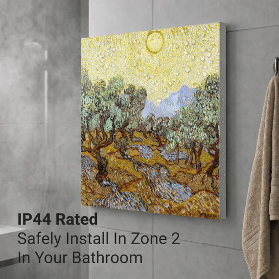 300W Olive Trees with Yellow Sky and Sun Picture Prime Infrared Heating Panel 600 x 400 - Electric Wall Panel Heater