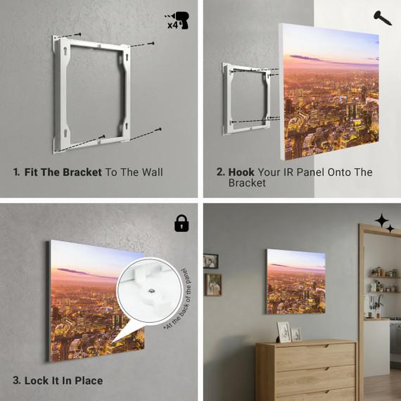 450W London Skyline Picture Prime Infrared Heating Panel 600 x 600 - Electric Wall Panel Heater