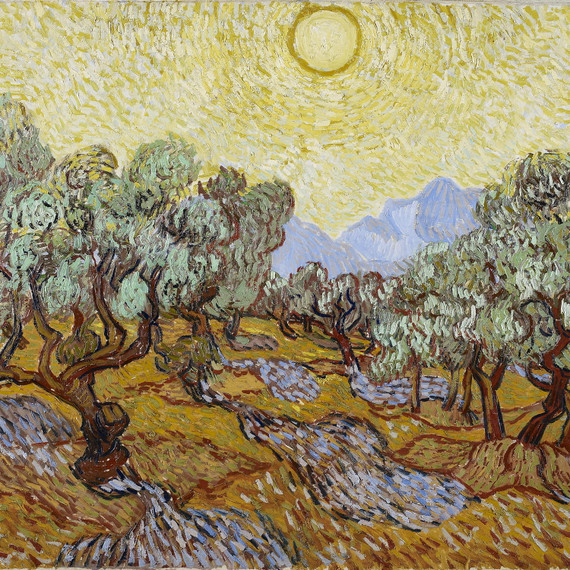 450W Olive Trees with Yellow Sky and Sun Picture Prime Infrared Heating Panel 600 x 600 - Electric Wall Panel Heater