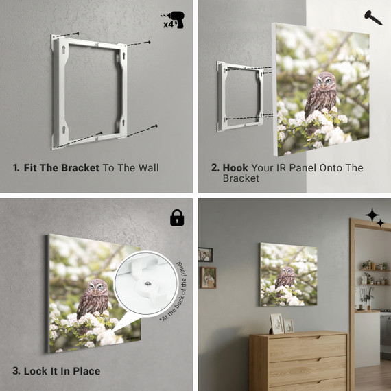 450W Owl In The Spring Picture Prime Infrared Heating Panel 600 x 600 - Electric Wall Panel Heater
