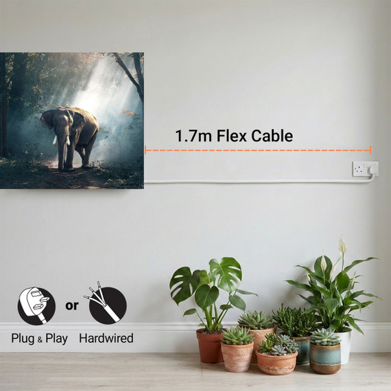 700W Jungle Elephant Picture Prime Infrared Heating Panel 900 x 600 - Electric Wall Panel Heater