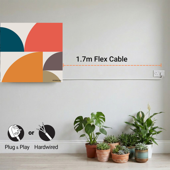700W Abstract Circles Picture Prime Infrared Heating Panel 900 x 600 - Electric Wall Panel Heater