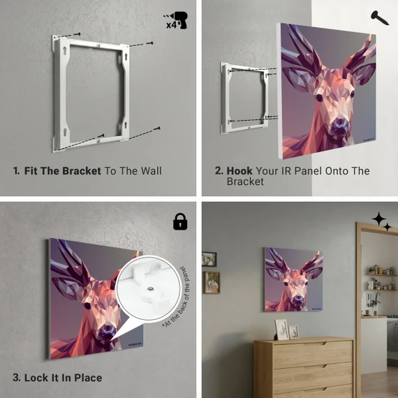 700W A Deer In Pixels Picture Prime Infrared Heating Panel 900 x 600 - Electric Wall Panel Heater