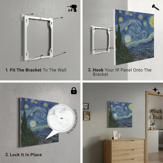 700W The Starry Night Picture Prime Infrared Heating Panel 900 x 600 - Electric Wall Panel Heater