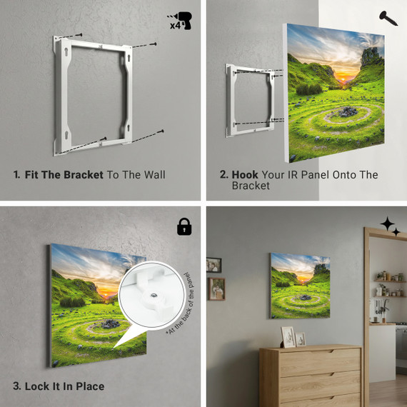 1100W Mysterious Cairn Picture Prime Infrared Heating Panel 1100 x 700 - Electric Wall Panel Heater