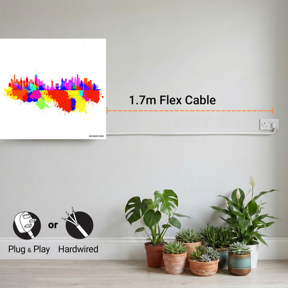 700W New York Skyline Splash Picture Prime Infrared Heating Panel 900 x 600 - Electric Wall Panel Heater