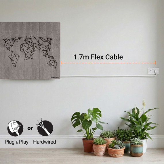 700W World Map Picture Prime Infrared Heating Panel 900 x 600 - Electric Wall Panel Heater