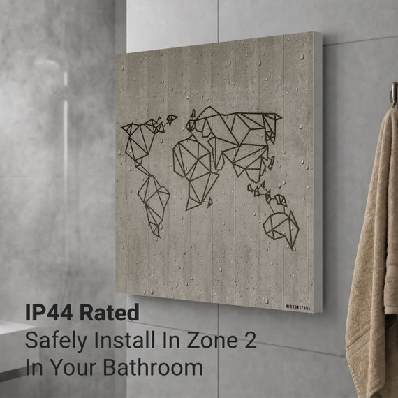 700W World Map Picture Prime Infrared Heating Panel 900 x 600 - Electric Wall Panel Heater